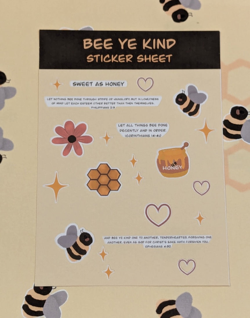 Bee ye kind sticker sheet