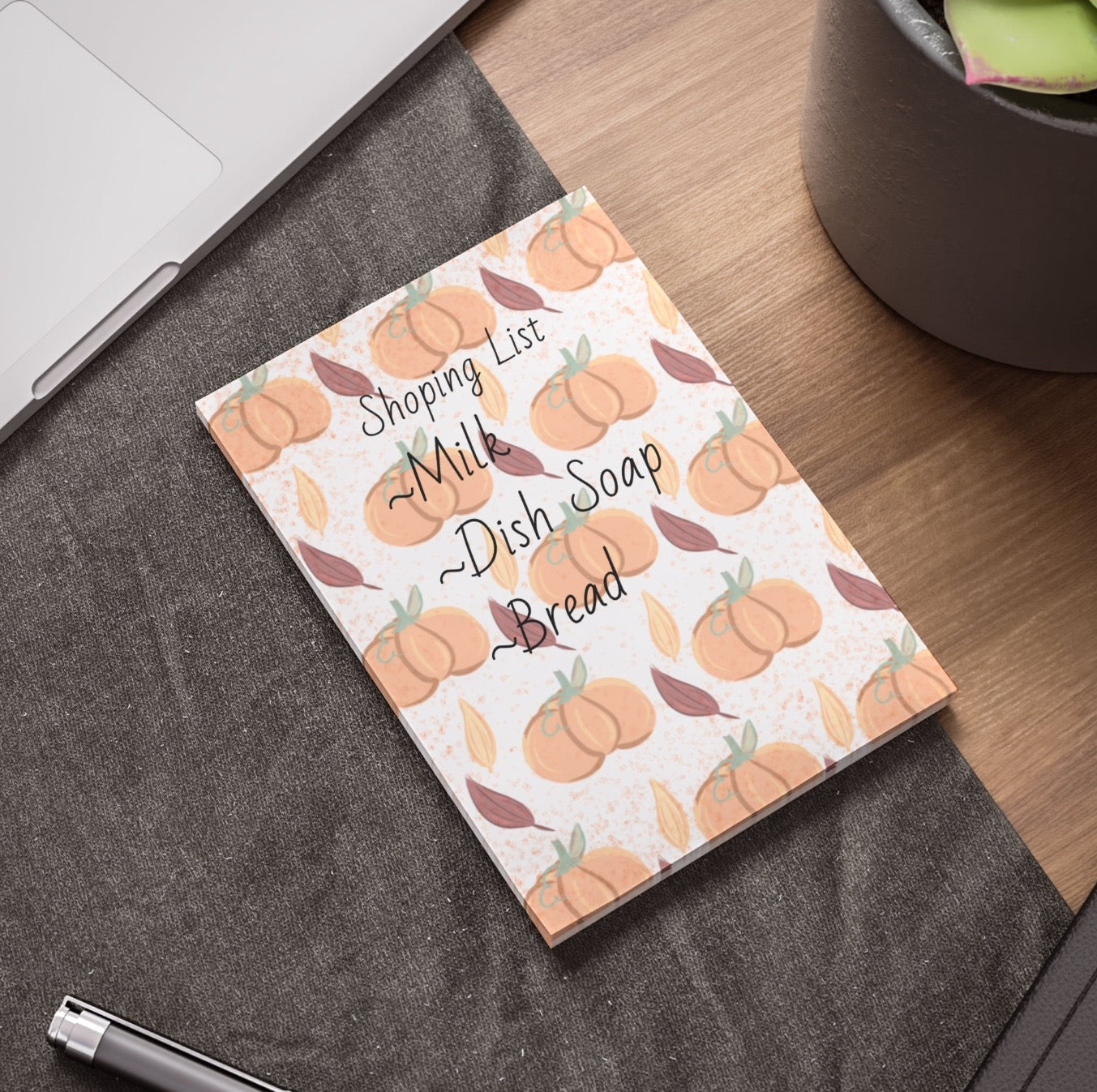 Pumpkin with Leaves Autumn Notepad