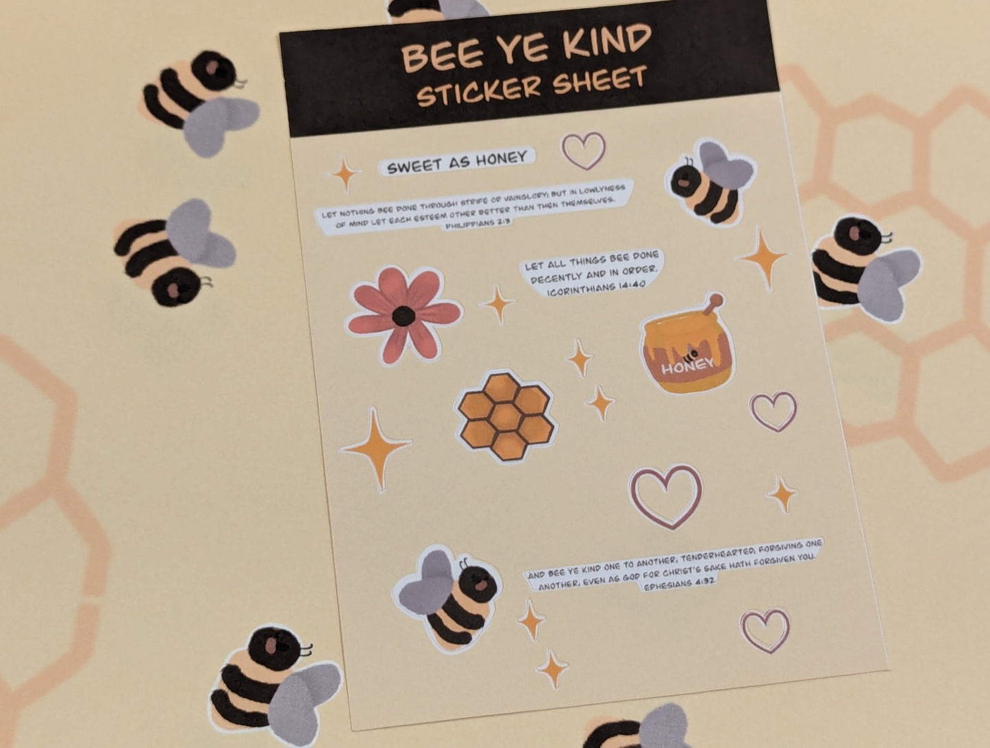 Bee ye kind sticker sheet