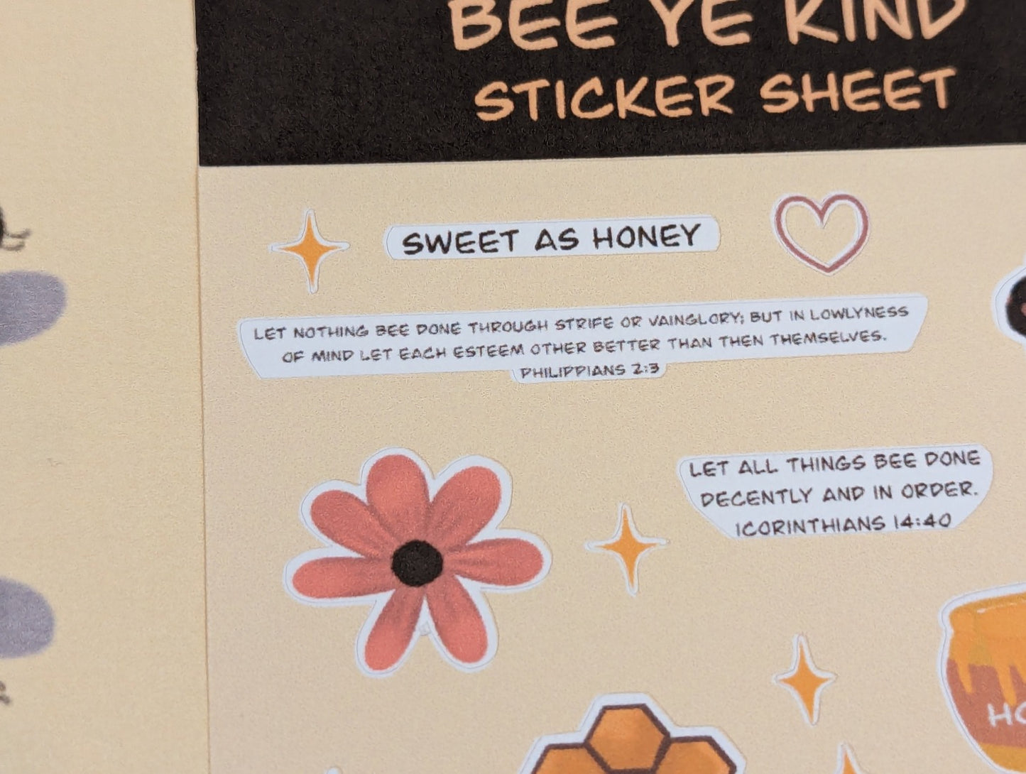 Bee ye kind sticker sheet