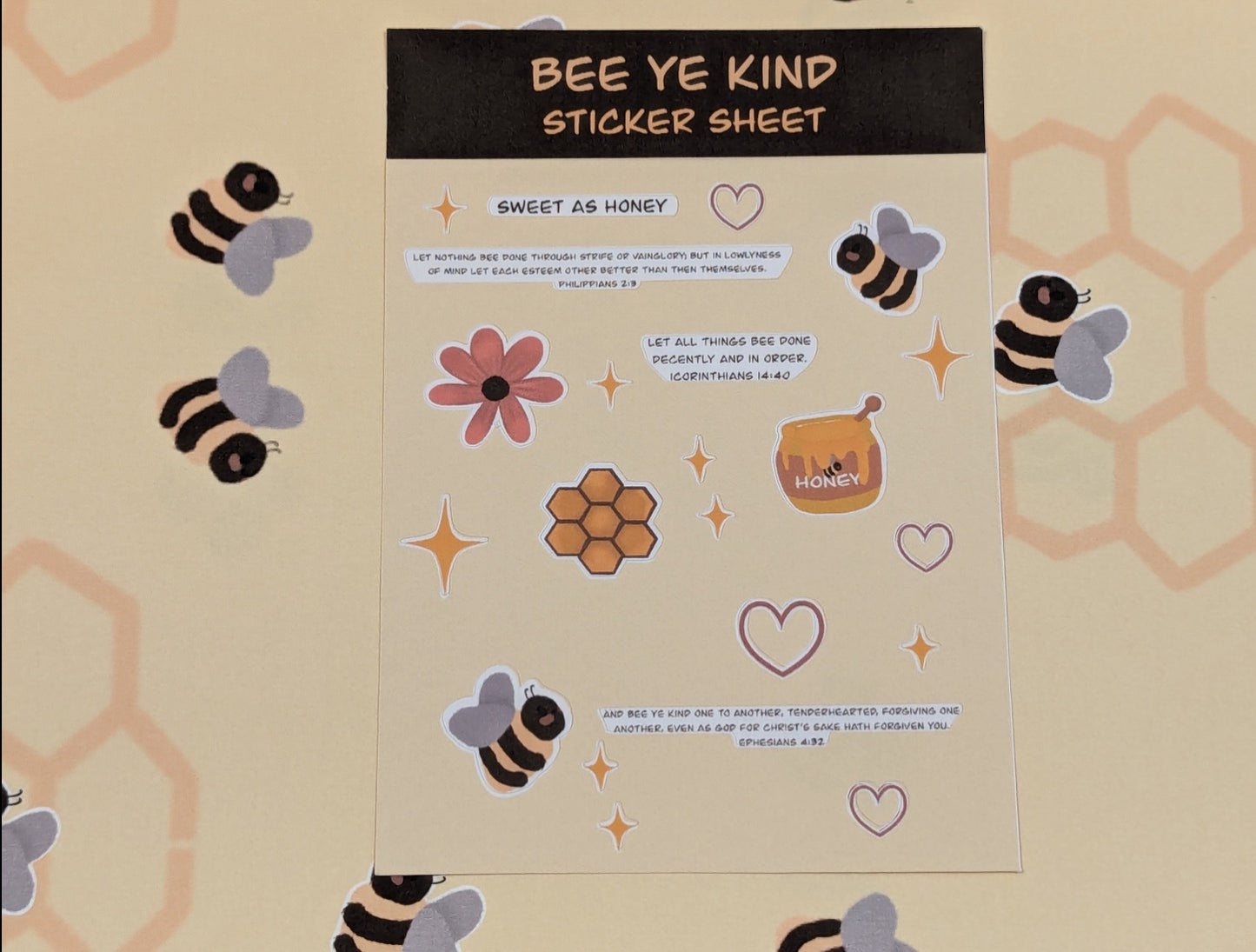 Bee ye kind sticker sheet