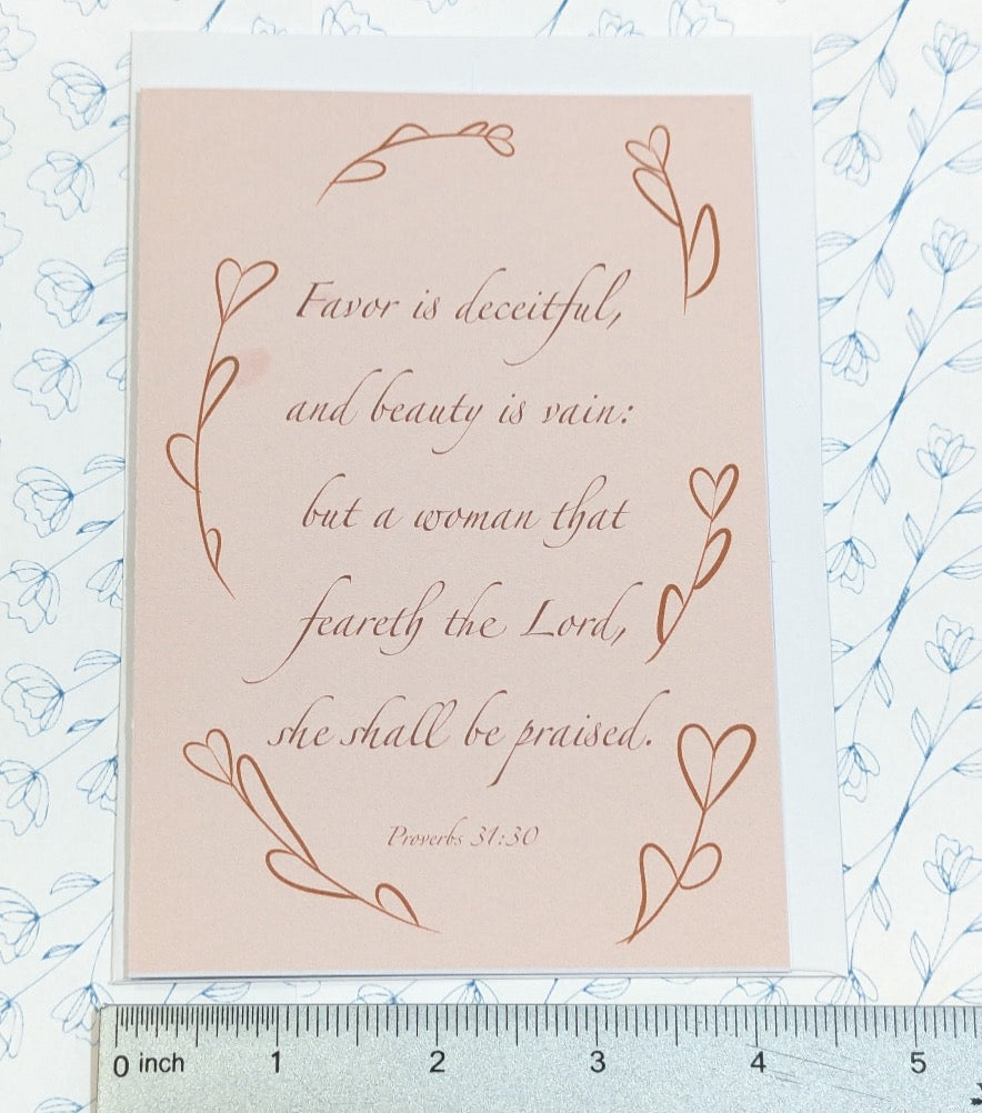 Proverbs 31:30 Greeting Card - Christian Card for Women of Faith & Godly Encouragement