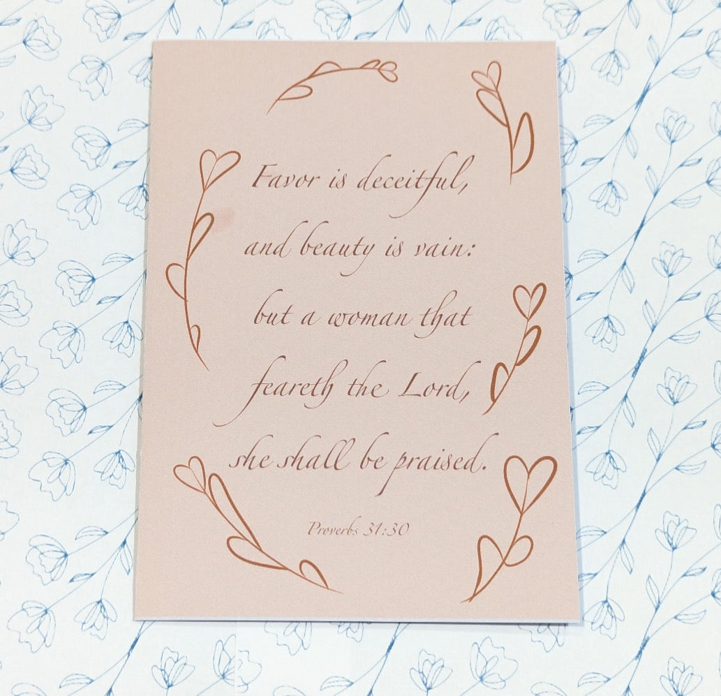 Proverbs 31:30 Greeting Card - Christian Card for Women of Faith & Godly Encouragement